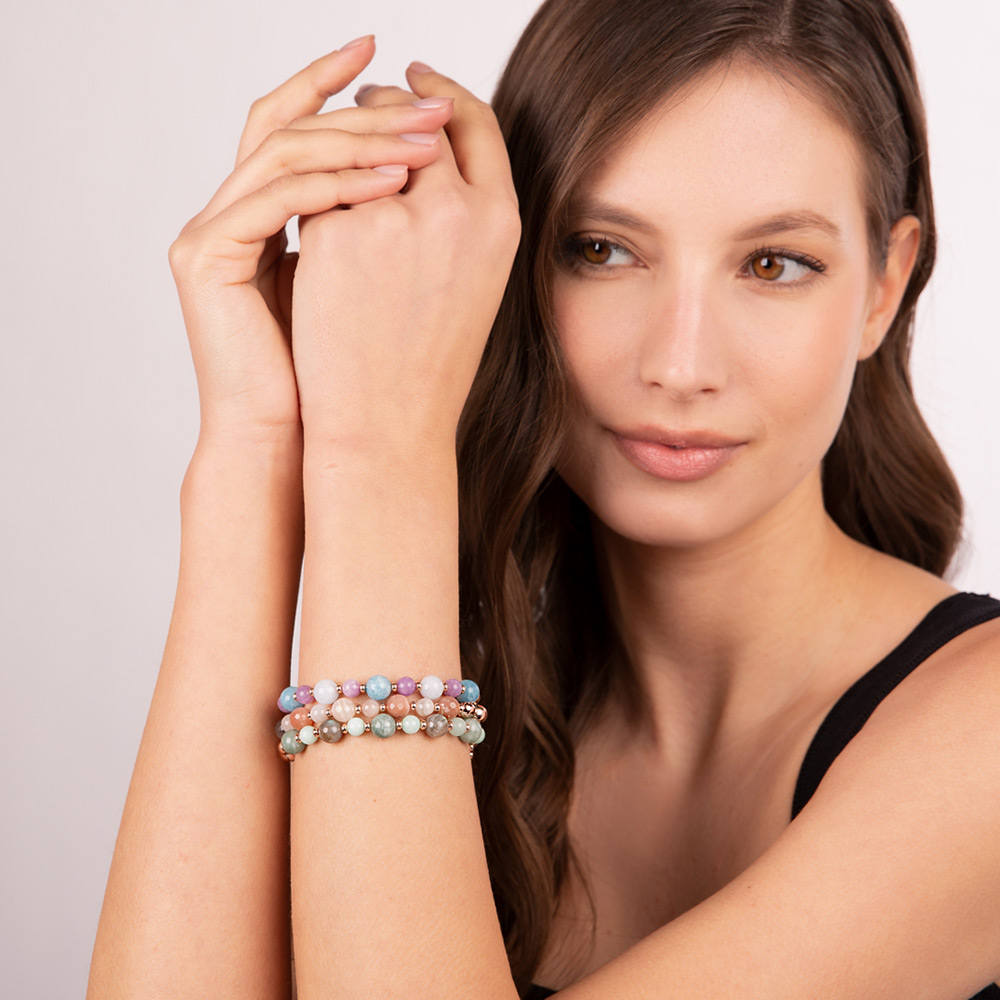 Bracciale elastico con pietre Bronzallure WSBZ02091PEACH - immagine 3