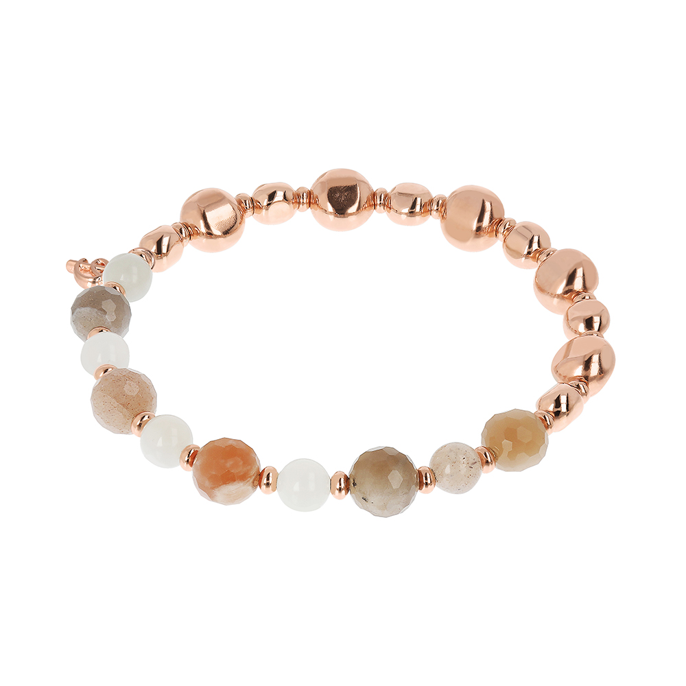 Bracciale elastico con pietre Bronzallure WSBZ02091PEACH - Gioielleria Casavola di Noci - idee regalo compleanno zia 40 anni - golden rosè con pietre dure