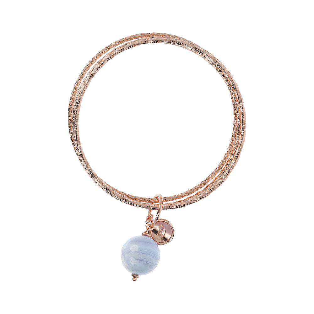 Bracciale rigido multifilo Bronzallure WSBZ01386BLA - Gioielleria Casavola di Noci - idee regalo compleanno sorella 40 anni - golden rosè e pietra preziosa