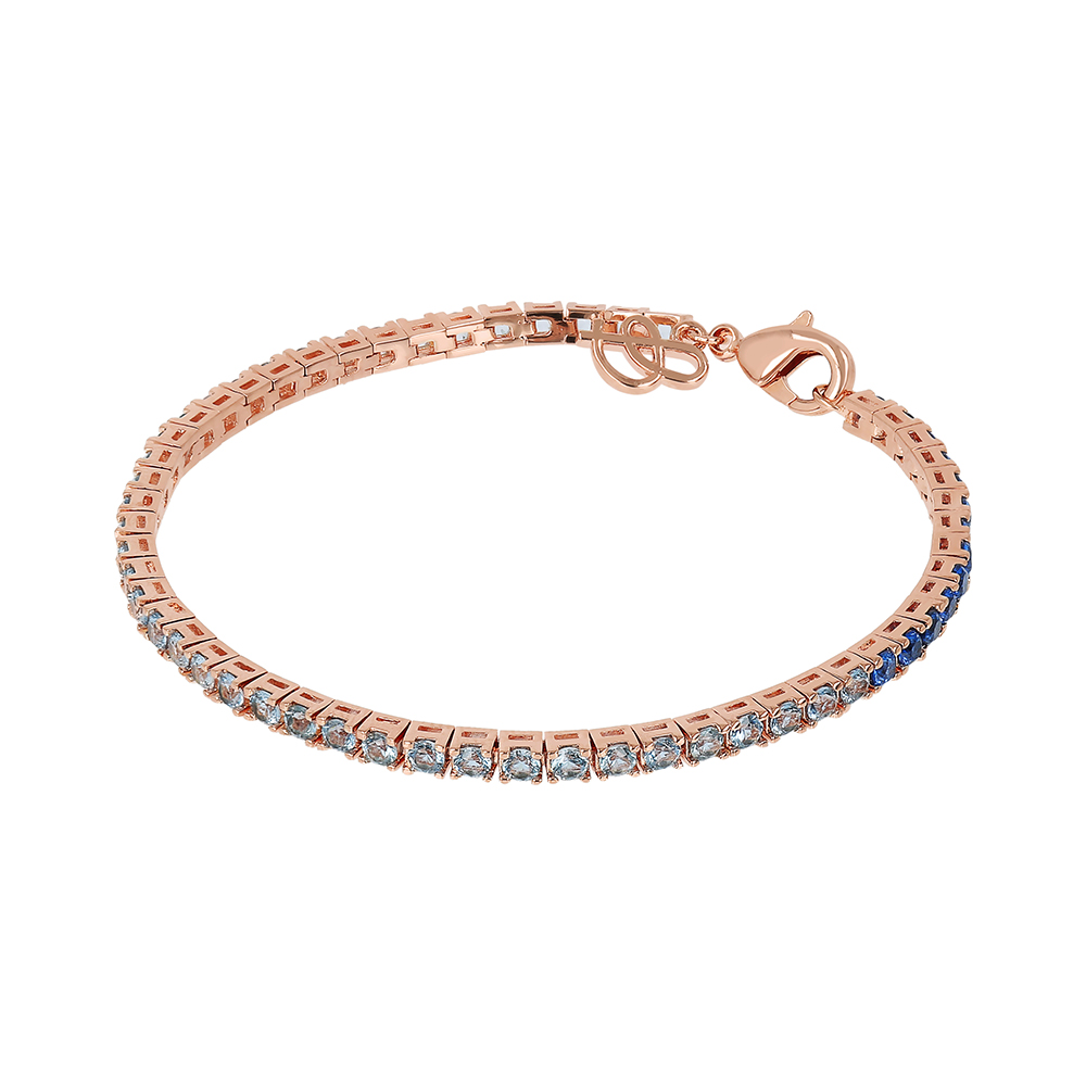 Bracciale tennis Bronzallure WSBZ02112MULTIBLUE - Gioielleria Casavola di Noci - idee regalo compleanno ragazza 20 anni - golden rosè con pietre blu
