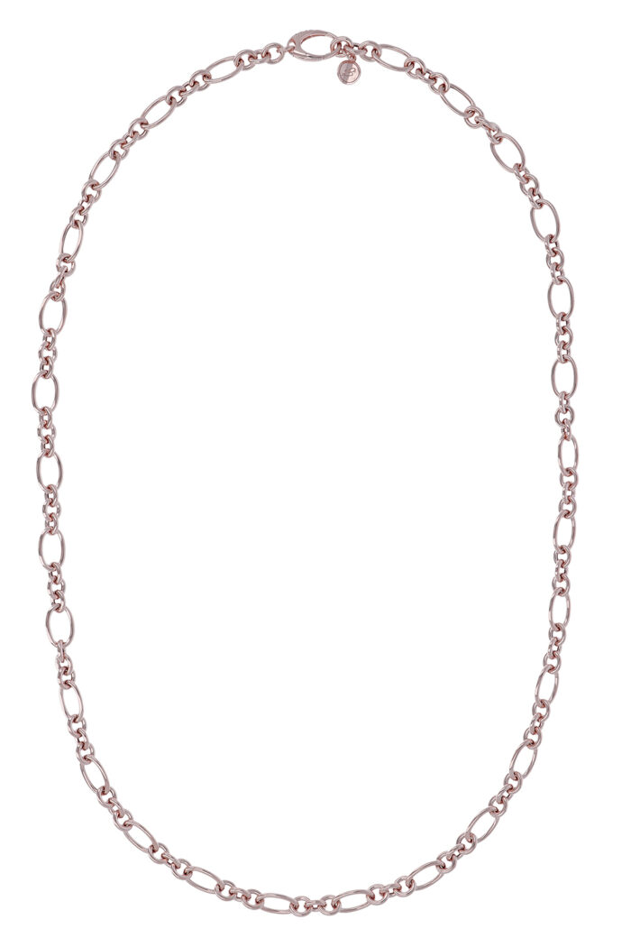 Collana catena lunga Bronzallure WSBZ00751R - Gioielleria Casavola di Noci - idee regalo migliore amica 50 anni - golden rosè con pietre preziose