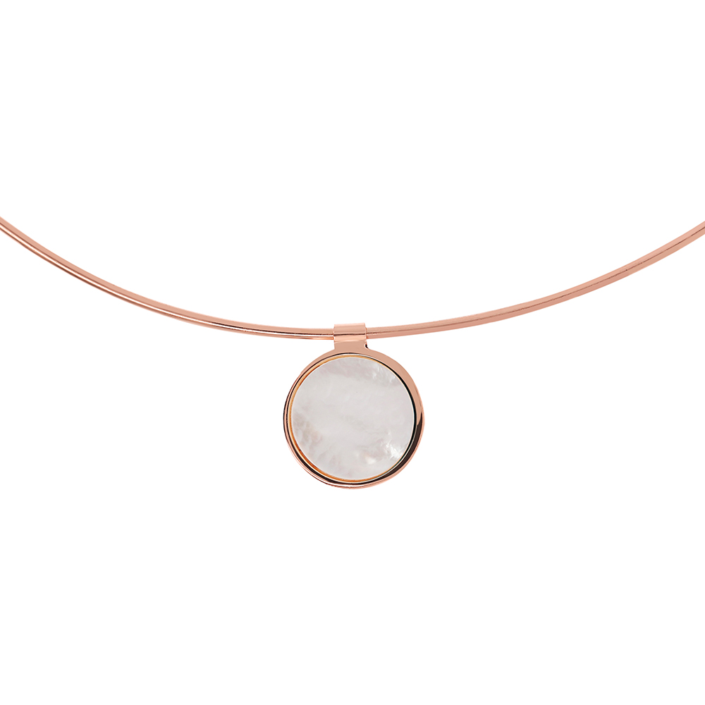 Collana girocollo choker Bronzallure WSBZ02080WM - Gioielleria Casavola di Noci - idee regalo compleanno ragazza 30 anni - color oro rosa con pietra madreperla