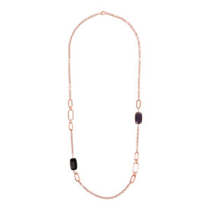 Collana lunga pietre naturali Bronzallure WSBZ02092AMBO - Gioielleria Casavola di Noci - idee regalo sorella 50 anni - golden rosè con gemme colorate