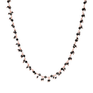 Collana rosario Bronzallure WSBZ01899BS-SHORT - Gioielleria Casavola di Noci - idee regalo compleanno migliore amica 40 anni - color oro rosa con pietre nere