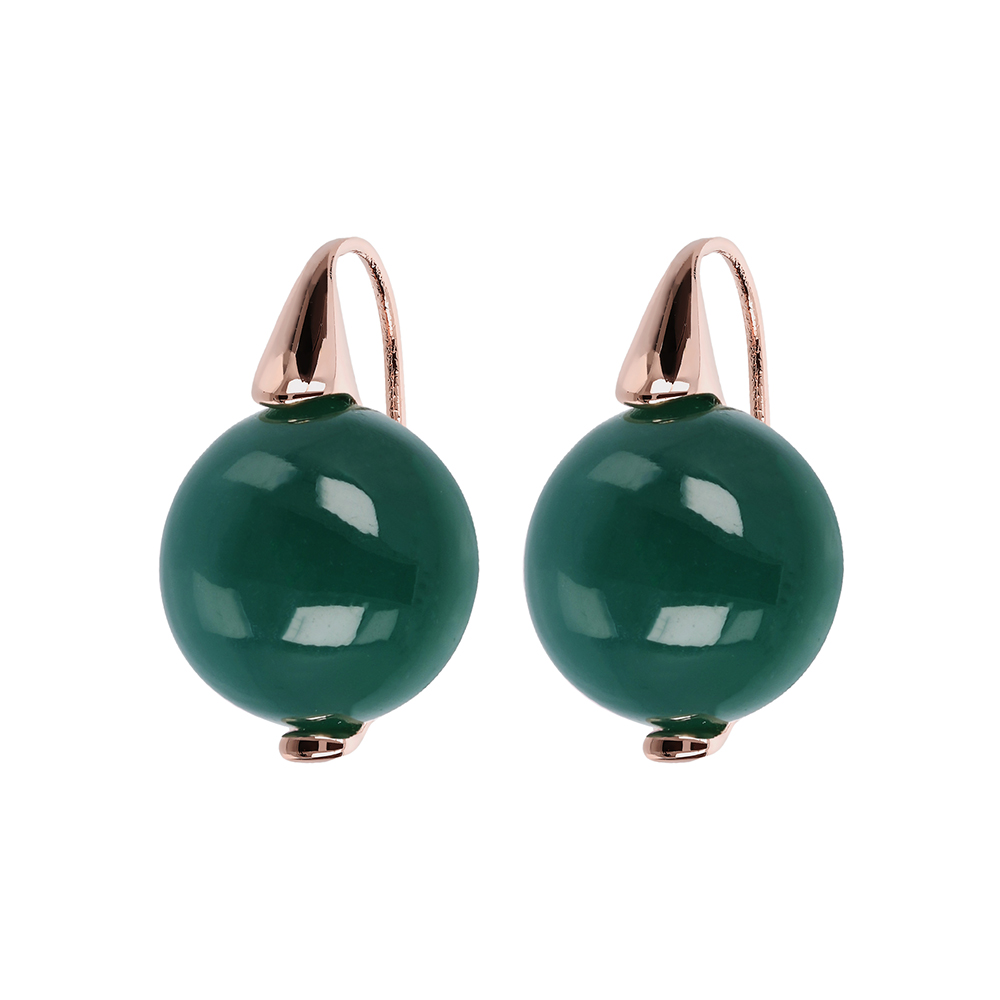 Orecchini pendenti sfera Bronzallure WSBZ00438G - Gioielleria Casavola di Noci - idee regalo compleanno mamma 61 anni - golden rosè con pietra naturale