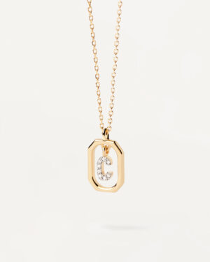 PDPAOLA collana con mini lettera C - Gioielleria Casavola di Noci - idee regalo compleanno ragazza 16 anni - argento 925 color oro giallo con zirconi