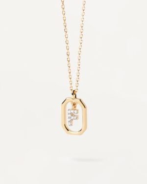 PDPAOLA collana con mini lettera F - Gioielleria Casavola di Noci - idee regalo compleanno ragazza 16 anni - in argento color oro giallo con zirconi