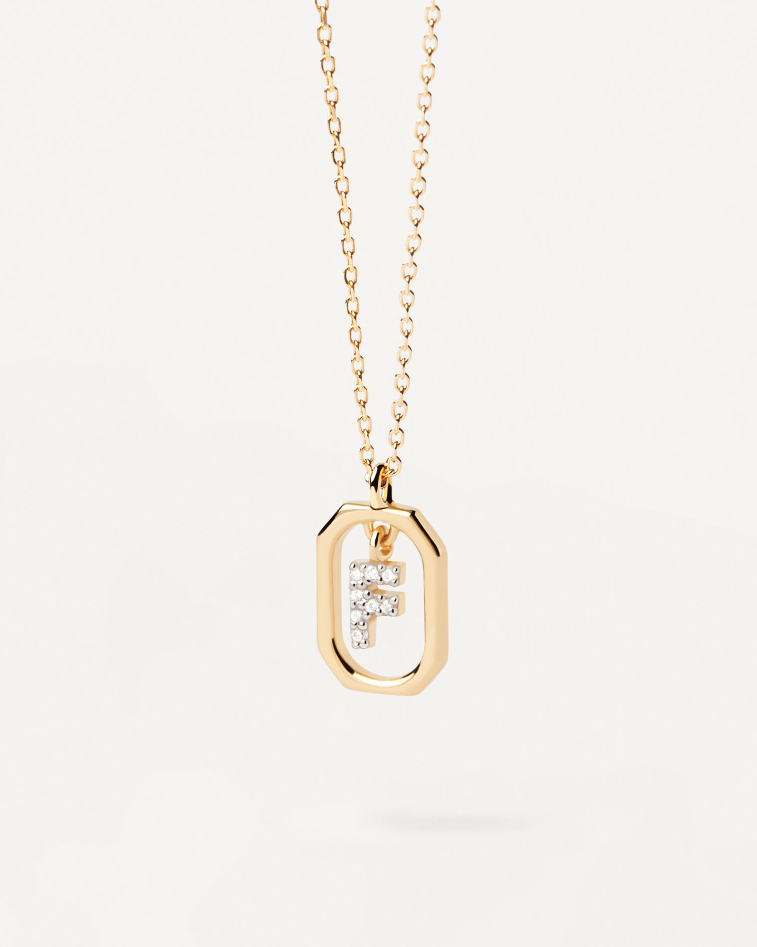 PDPAOLA collana con mini lettera F - Gioielleria Casavola di Noci - idee regalo compleanno ragazza 16 anni - in argento color oro giallo con zirconi