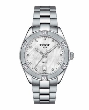 Tissot PR 100 Sport Chic T101.910.11.116.00 - Gioielleria Casavola di Noci - orologio svizzero da donna con diamanti e quadrante in madreperla