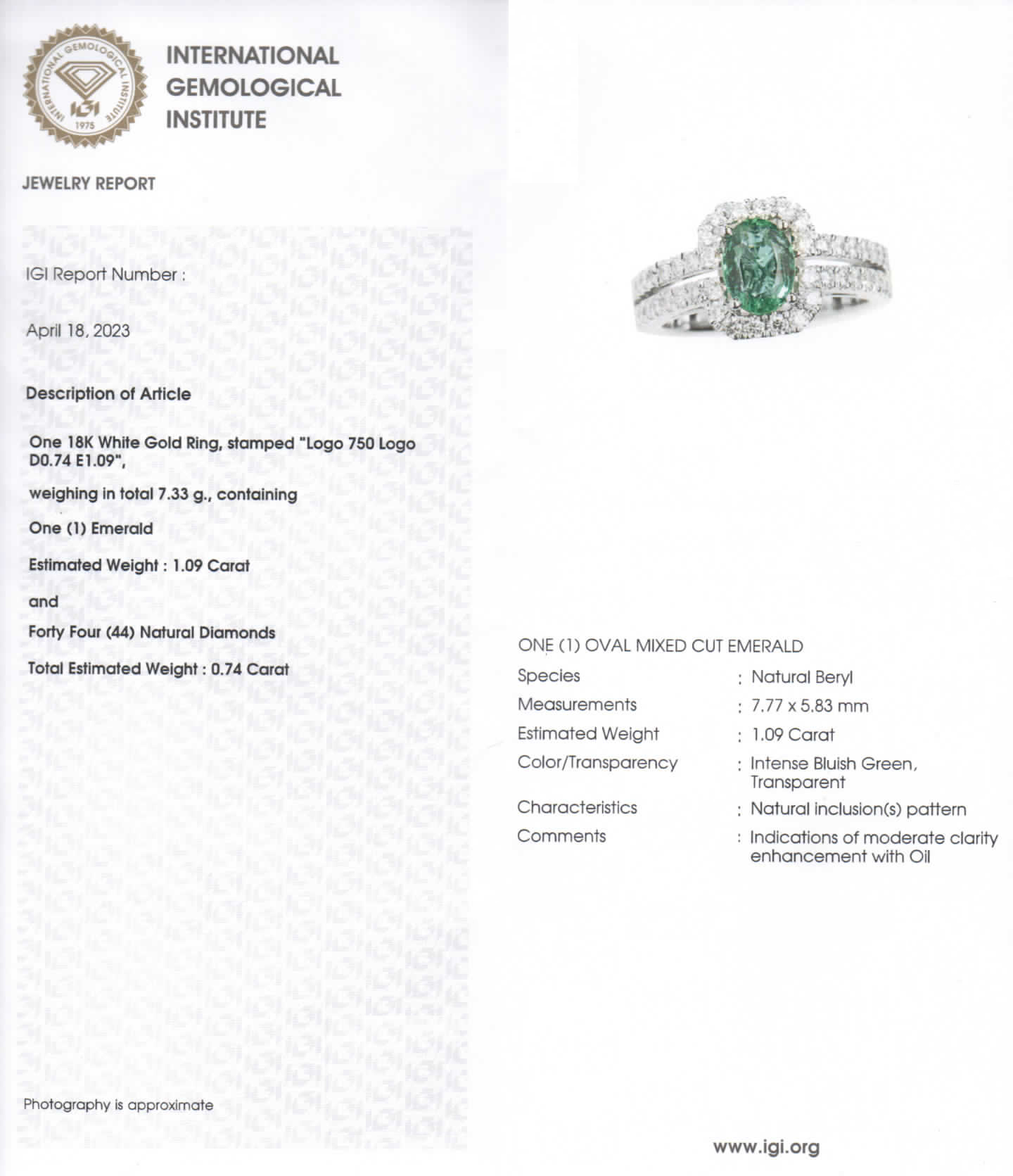 Anello smeraldo Zambia pavé Prestige - Gioielleria Casavola di Noci - gioiello con certificato dell'Istituto Internazionale di Gemmologia IGI