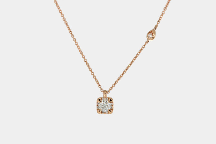 Collana punto luce diamante Mirror Rose - Gioielleria Casavola di Noci - idee regalo compleanno moglie incinta - in oro rosa