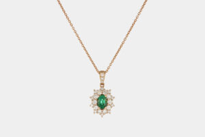 Collana smeraldo Star Anise Nature Rosè - Gioielleria Casavola di Noci - idee regalo compleanno 40 anni moglie - oro rosa e diamanti