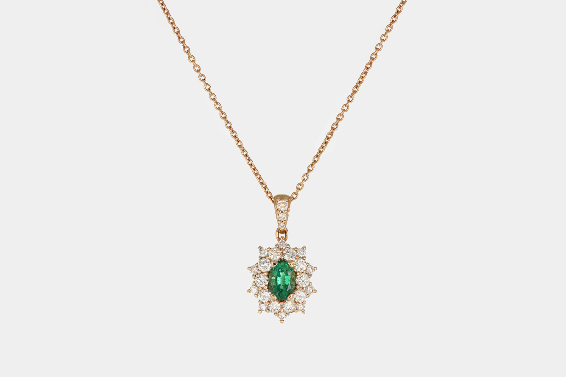 Collana smeraldo Star Anise Nature Rosè - Gioielleria Casavola di Noci - idee regalo compleanno 40 anni moglie - oro rosa e diamanti