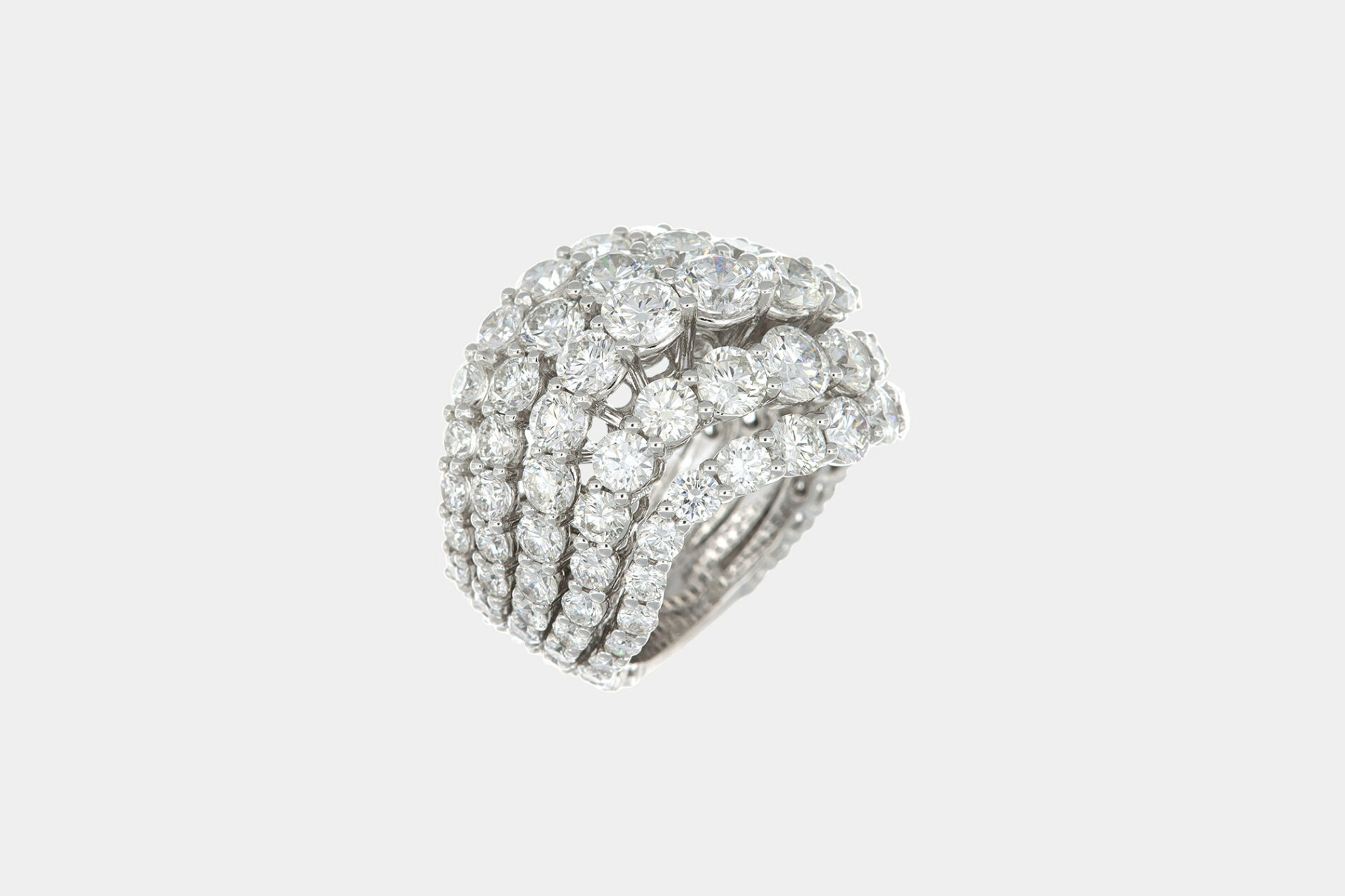 Crivelli anello oro bianco fantasia pavé diamanti - Gioielleria Casavola di Noci - idee regalo compleanno 50 anni mamma