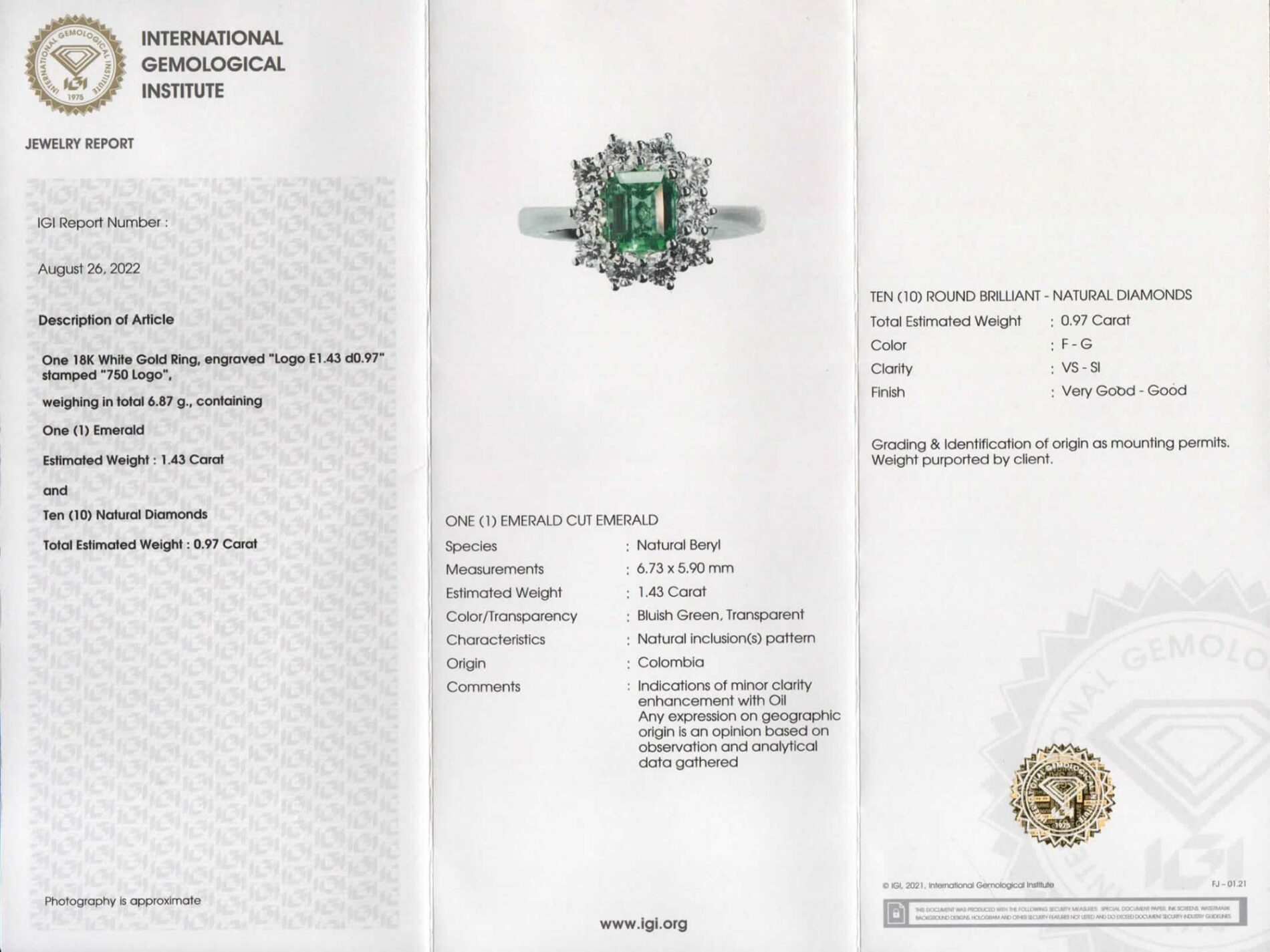 Anello rosetta smeraldo 1.43 ct Prestige White - Gioielleria Casavola di Noci - idee regalo compleanno 50 anni mamma - certificato internazionale IGI