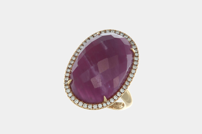 Anello rubino briolette e diamanti Prestige Rosè - Gioielleria Casavola di Noci - idee regalo compleanno 60 anni nonna - oro rosa con diamanti
