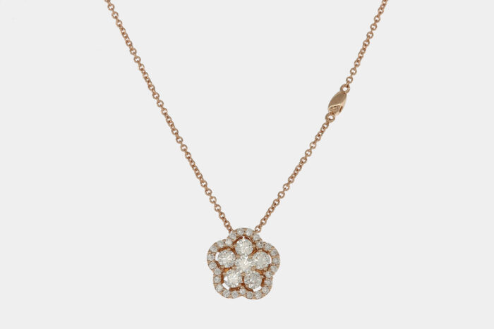 Collana fiore diamanti Cornflower Nature Rosè - Gioielleria Casavola di Noci - idee regalo laurea ragazza - in oro rosa 18 carati