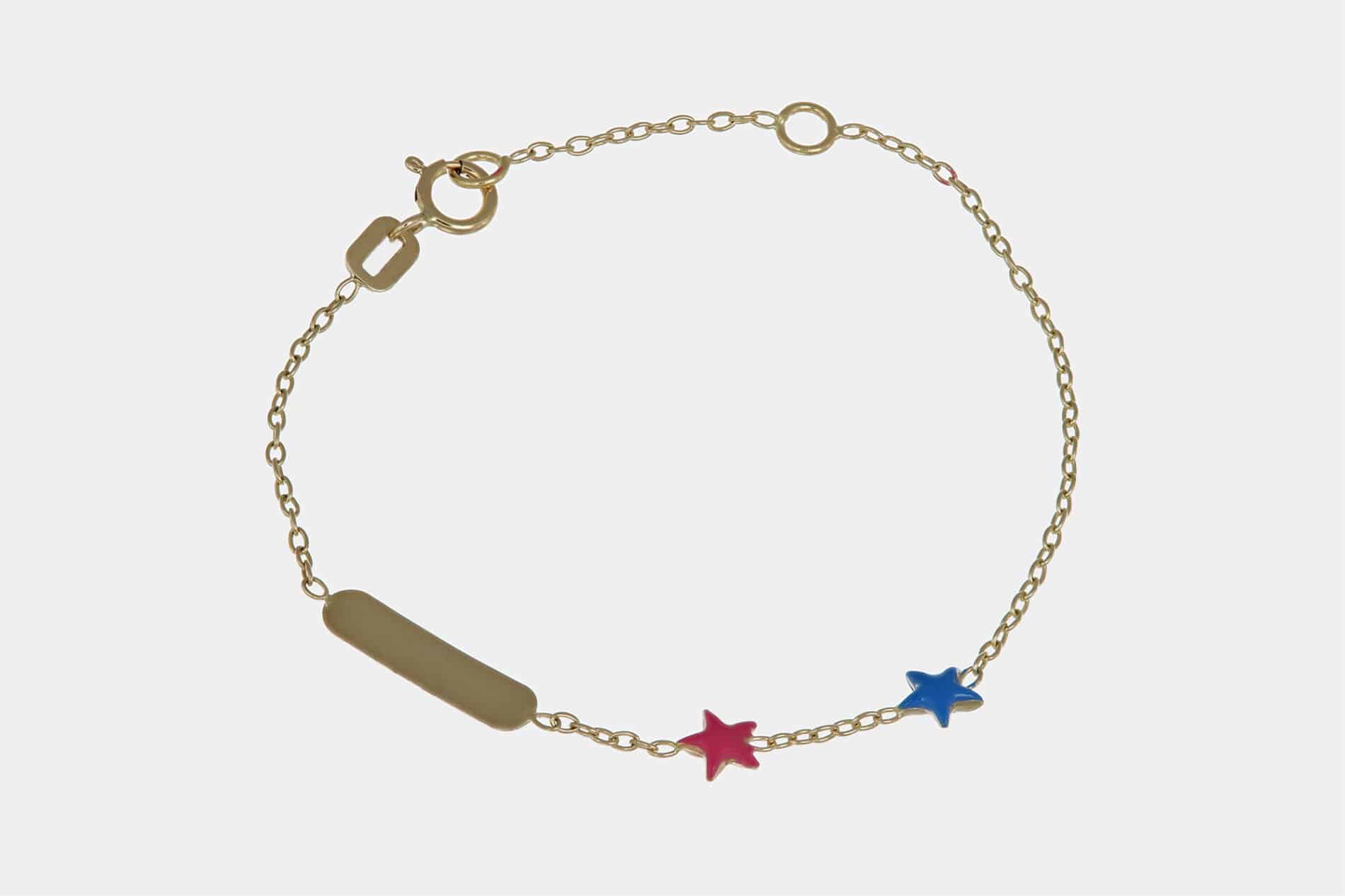 Braccialetto per bambini oro giallo con stelline - Gioielleria Casavola di Noci - idee regalo per battesimo importante - sia per maschietto che per femminuccia