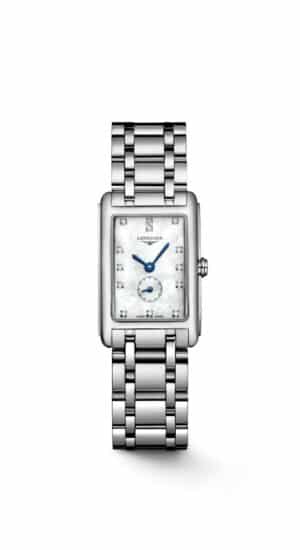 Longines DolceVita L5.255.4.87.6 - Gioielleria Casavola di Noci - orologio svizzero da donna rettangolare con madreperla e diamanti come indici