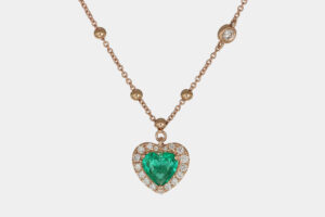 Collana cuore smeraldo colombiano Rosé Prestige - Gioielleria Casavola di Noci - idee regalo per neomamma