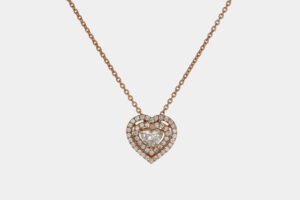 Collana diamante cuore con pavé Rosé Prestige - Gioielleria Casavola di Noci - idee regalo romantiche per compleanno moglie