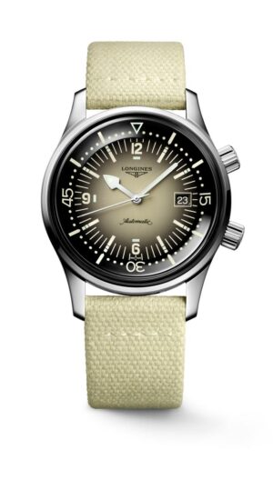 Longines Legend Diver L3.774.4.30.2 - Gioielleria Casavola di Noci - orologio automatico subacqueo svizzero da collezione - cinturino beige in materiale sintetico