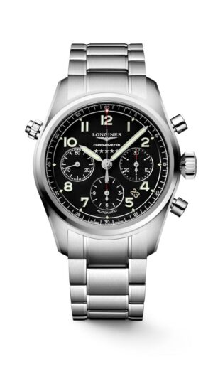 Longines Spirit L3.820.4.53.6 - Gioielleria Casavola di Noci - cronografo automatico svizzero con certificato COSC - bracciale in acciaio INOX - quadrante nero