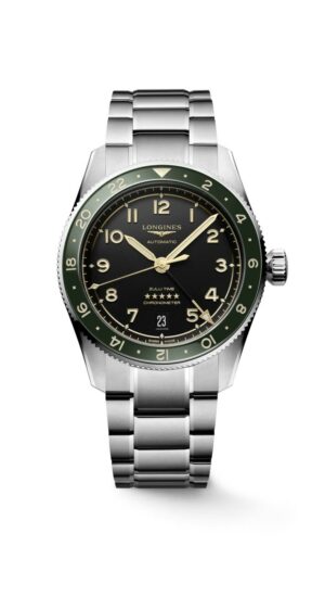 Longines Spirit Zulu Time L3.802.4.63.6 - Gioielleria Casavola di Noci - orologio automatico svizzero GMT certificato COSC - ghiera color verde - quadrante antracite