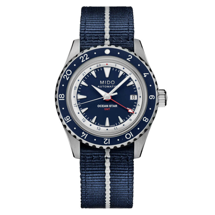 Mido Ocean Star GMT M026.829.18.041.00 - Gioielleria Casavola di Noci - orologio automatico svizzero con secondo cinturino in nylon
