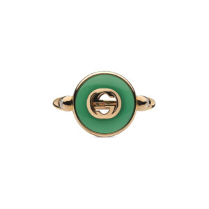 Gucci Interlocking YBC786547002 - Gioielleria Casavola di Noci - anello in oro rosa con agata verde e diamanti - immagine frontale