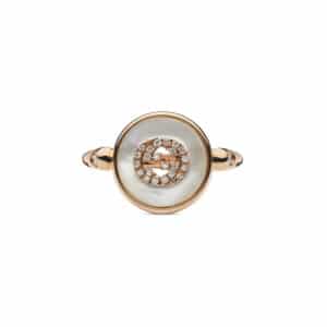 Gucci Interlocking YBC786764001 - Gioielleria Casavola di Noci - anello in oro rosa con pietra madreperla e diamanti - immagine frontale