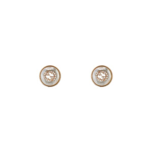 Gucci Interlocking YBD786746001 - Gioielleria Casavola di Noci - orecchini a lobo in oro rosa con madreperla bianca e diamanti - immagine frontale