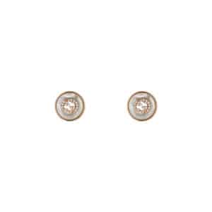 Gucci Interlocking YBD786746001 - Gioielleria Casavola di Noci - orecchini a lobo in oro rosa con madreperla bianca e diamanti - immagine frontale