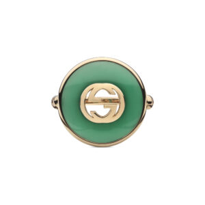 Gucci Interlocking YBC786604002 - Gioielleria Casavola di Noci - anello in oro rosa con agata verde e diamanti - immagine frontale