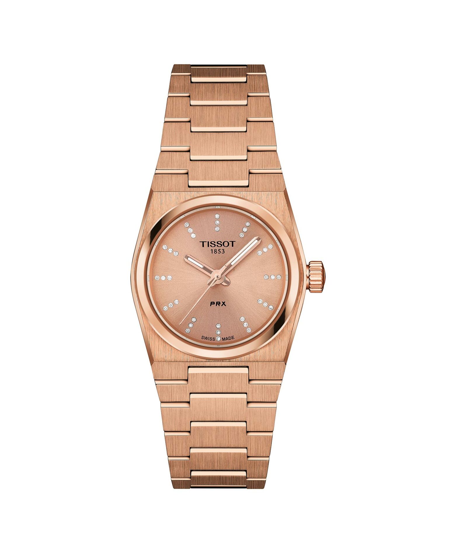 Tissot PRX 25MM T137.010.33.506.00 - Gioielleria Casavola di Noci - orologio svizzero da donna color oro rosa con diamanti come indici