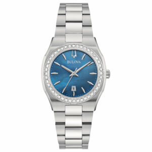 Bulova Surveyor Lady 96R246 - Gioielleria Casavola di Noci - Orologio da donna al quarzo con quadrante in madreperla blu e ghiera con diamanti