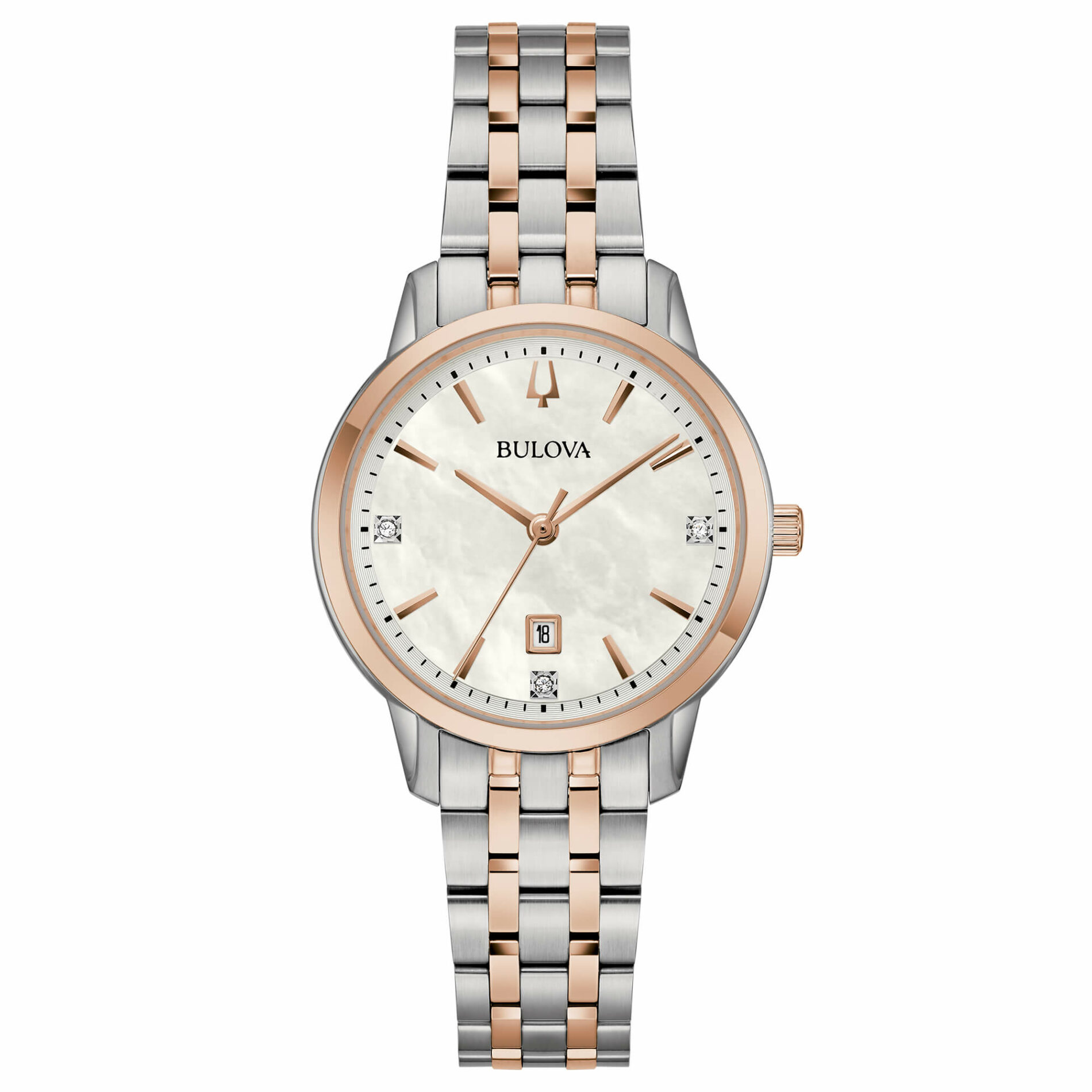 Bulova Sutton Lady 98P213 - Gioielleria Casavola di Noci - orologio da donna con quadrante in madreperla e tre diamanti come indici