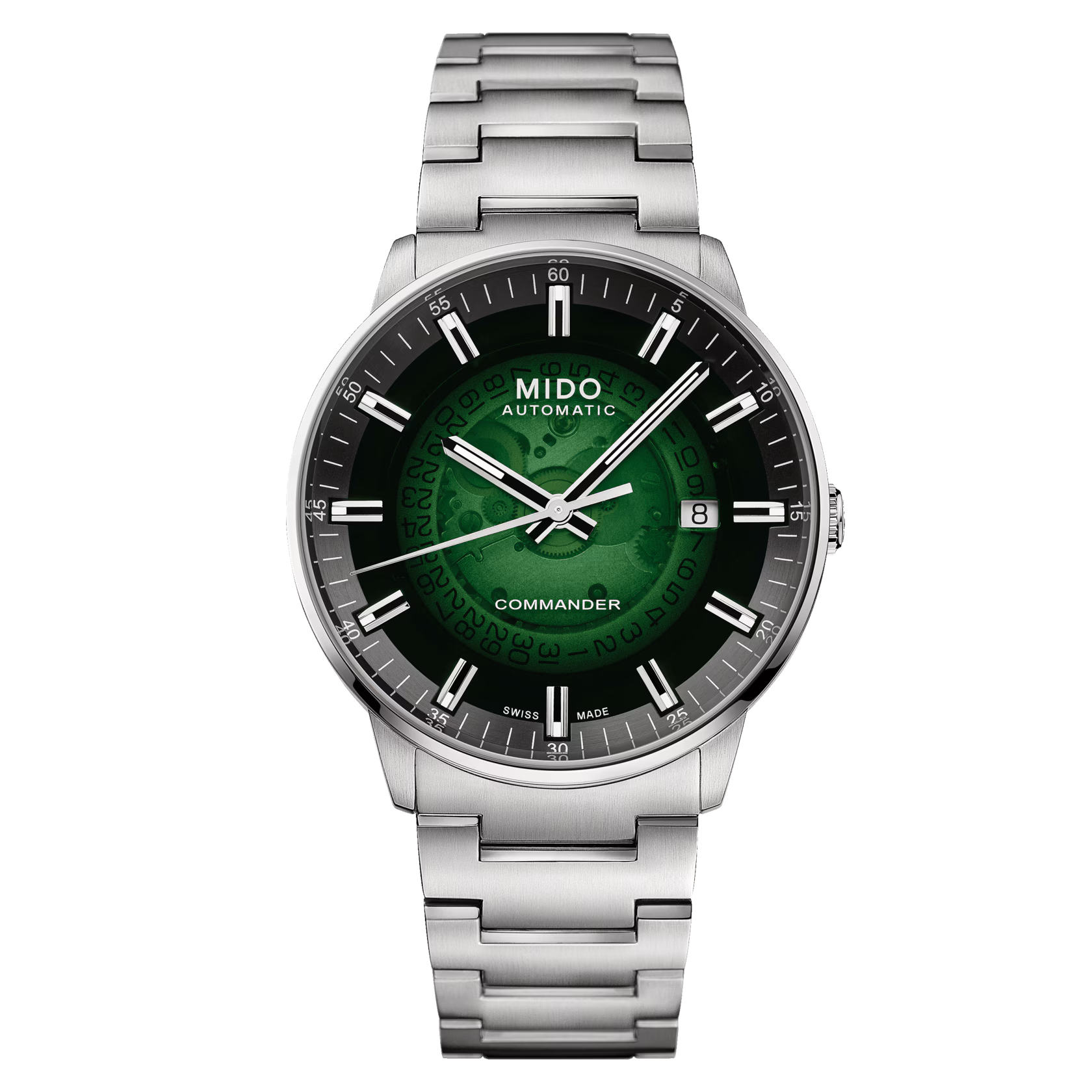 Mido Commander Gradient M021.407.11.411.03 - Gioielleria Casavola di Noci - orologio automatico svizzero con quadrante trasparente sfumato verde