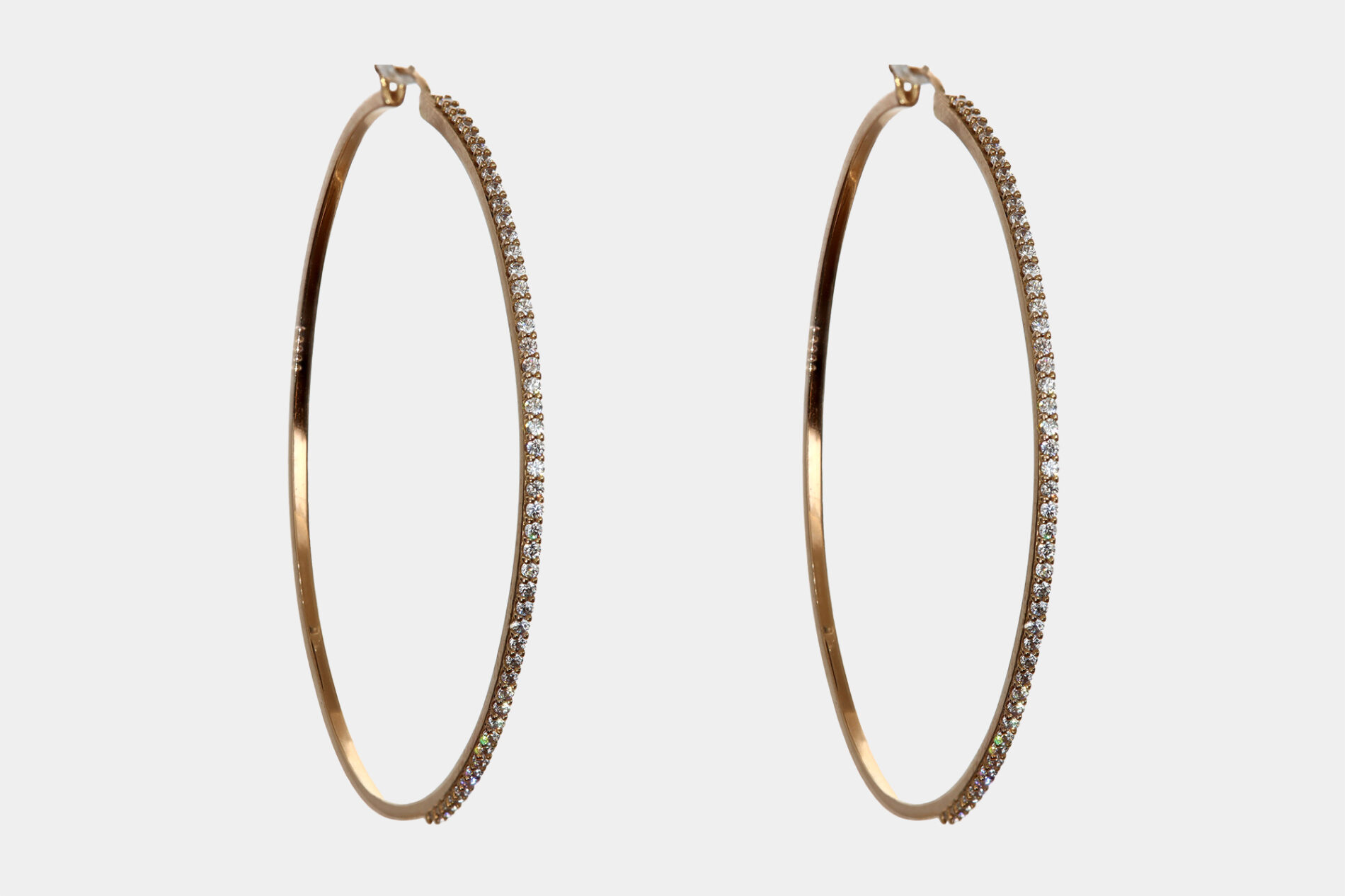 Orecchini a cerchio oro rosa con zirconi 4 cm - Gioielleria Casavola di Noci - idee regalo compleanno 40 anni moglie