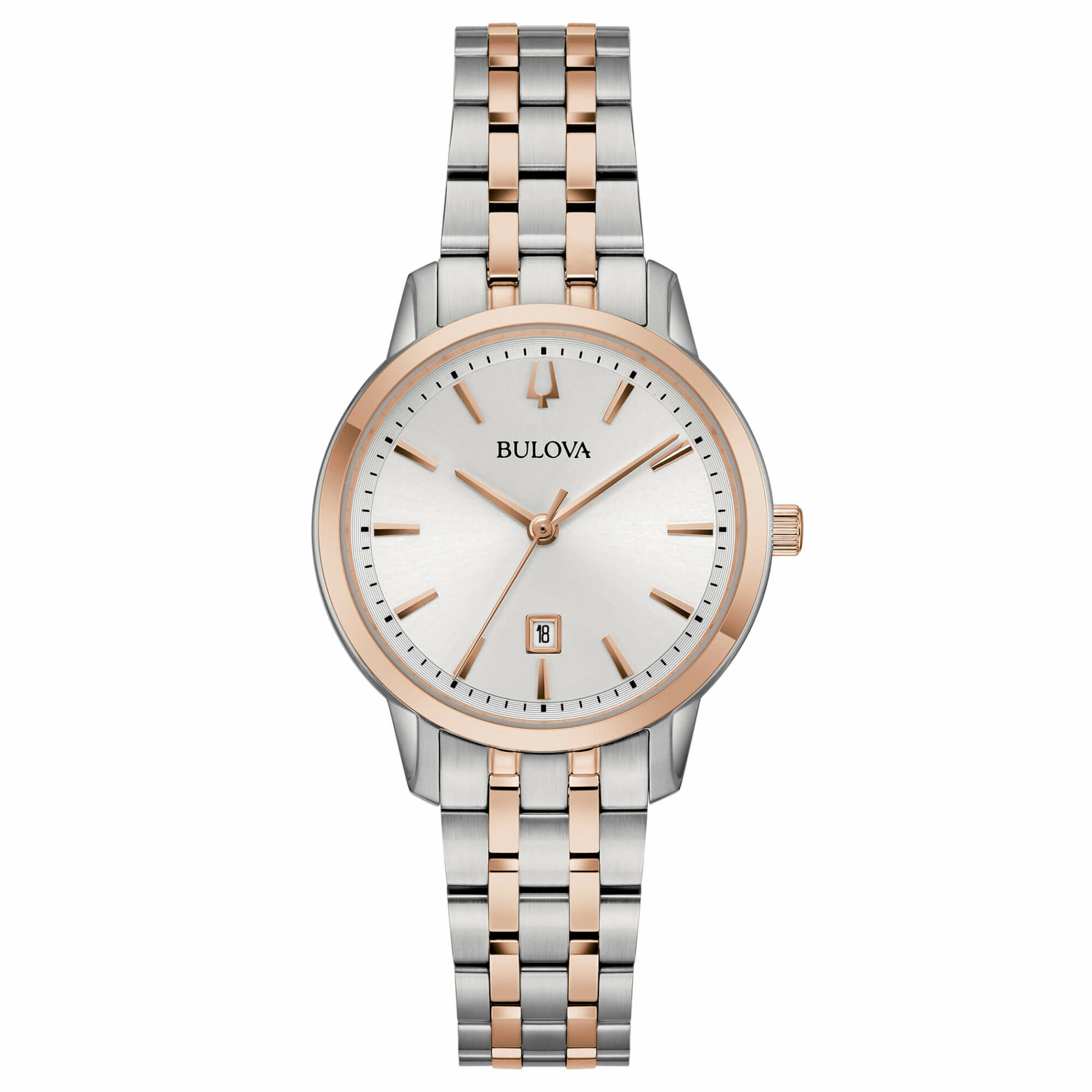 Bulova Sutton Lady 98M137 - Gioielleria Casavola di Noci - orologio al quarzo da donna con quadrante argentato e ghiera color oro rosa - idee regalo compleanno 50 anni migliore amica