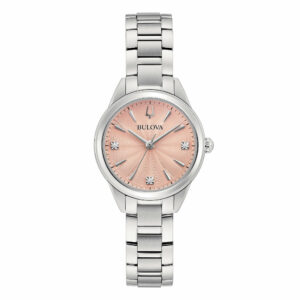 Bulova Sutton Lady Petite 96P254 - Gioielleria Casavola di Noci - orologio da donna con quadrante color rosa salmone e diamanti - idee regalo compleanno 40 anni migliore amica