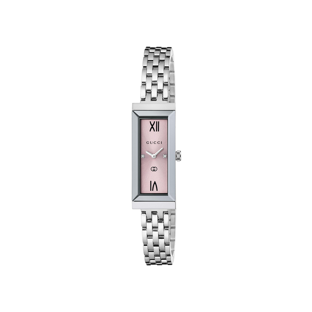 Gucci G-Frame YA127516 - Gioielleria Casavola di Noci - orologio quarzo svizzero da donna rettangolare - quadrante rosa con diamanti