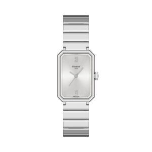 Tissot SRV 30MM T160.110.11.033.00 - Gioielleria Casavola di Noci - orologio rettangolare svizzero da donna - quadrante color argento - bracciale in acciaio INOX