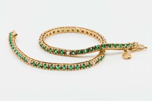 Bracciale tennis uomo smeraldi 3.20 ct oro rosa - Gioielleria Casavola di Noci - idee regalo marito 50 anni - con diamanti taglio brillante