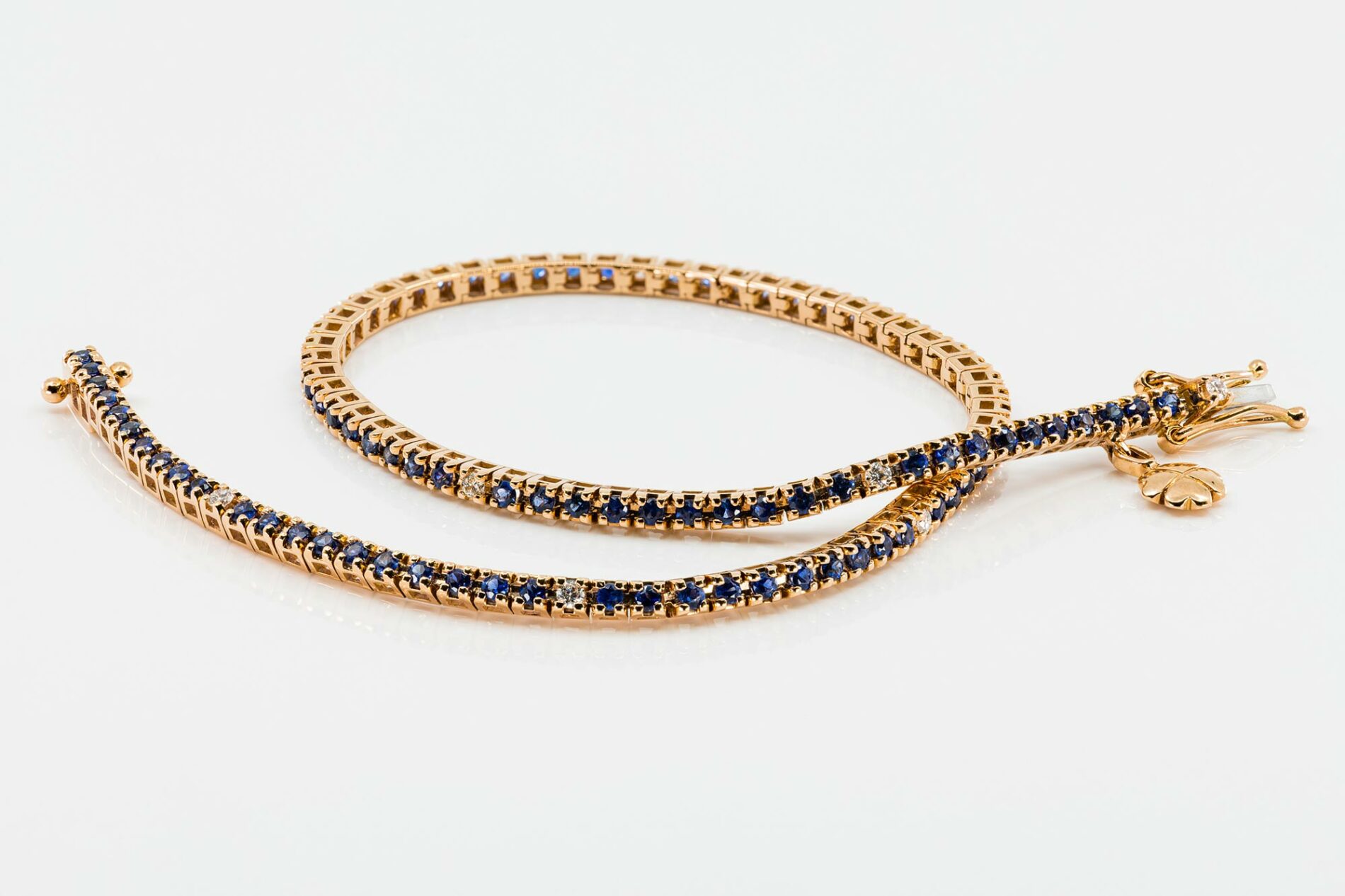 Bracciale tennis uomo zaffiri 1.73 ct oro rosa - Gioielleria Casavola di Noci - con diamanti - idee regalo compleanno 50 anni marito