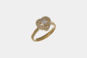 Anello cuore pavè diamanti Yellow Prestige - Gioielleria Casavola di Noci - in oro giallo 18 carati - idee regalo proposta di matrimonio